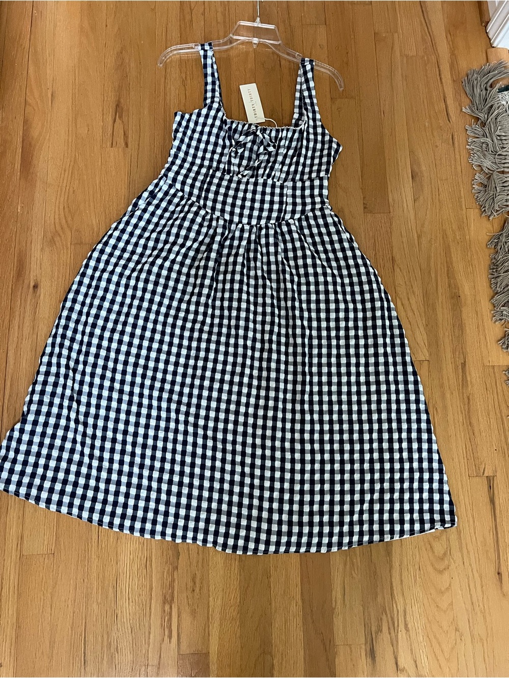 Navy and White Gingham Sundress with tie in Front